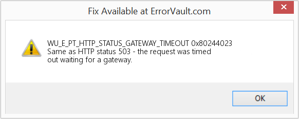 504 Gateway Timeout Error wording in Windows Update